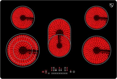 K&H 5 Burner 30 Inch Built-in Electric Stove Top Radiant Ceramic Cooktop Touch Control 240V 8600W CE30-8608 in Saudi Arabia