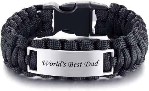 MZZJ Dad Gifts from Son Daughter Stainless Steel ID Nylon Outdoor Sport Paracord Survival Cuff Bracelet,Dad's Birthday Present, Funny Gift Idea for Dad,Dad's Birthday Present in Kuwait