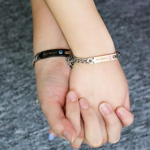 GAGAFEEL Custom Bracelet Cuff Couple Bracelets Engraved ID Date Name Promise Women Men Teen Girls Boys Personalized Braided Rope Birthday Anniversary Valentines Jewelry Gift in Kuwait