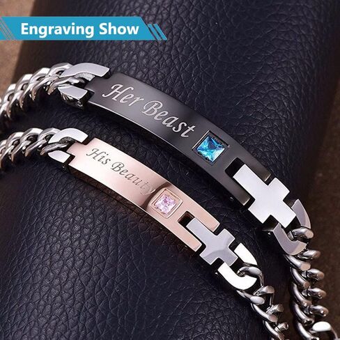 GAGAFEEL Custom Bracelet Cuff Couple Bracelets Engraved ID Date Name Promise Women Men Teen Girls Boys Personalized Braided Rope Birthday Anniversary Valentines Jewelry Gift in Kuwait