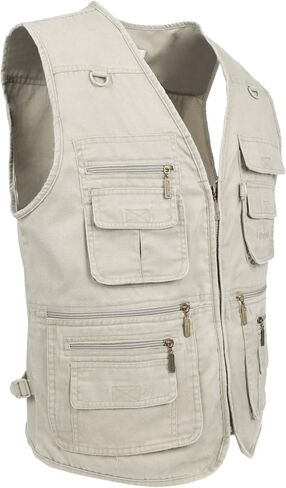 LUSI MADAM Men's Stone Washed Denim Multi-pocketed Fishing Work Outerwear Vest in Kuwait