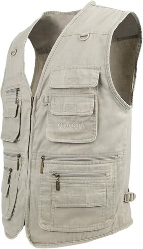 LUSI MADAM Men's Stone Washed Denim Multi-pocketed Fishing Work Outerwear Vest in Kuwait