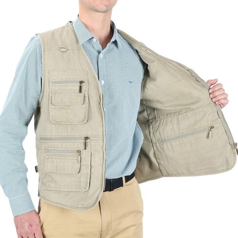 LUSI MADAM Men's Stone Washed Denim Multi-pocketed Fishing Work Outerwear Vest in Kuwait