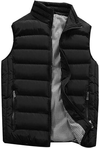 SSDXY Men's Padded Cotton Blend Autumn Winter Warm Vest Coat Tops Jacket Casual Loose Sleeveless Solid Slim Warm Outwear in Saudi Arabia