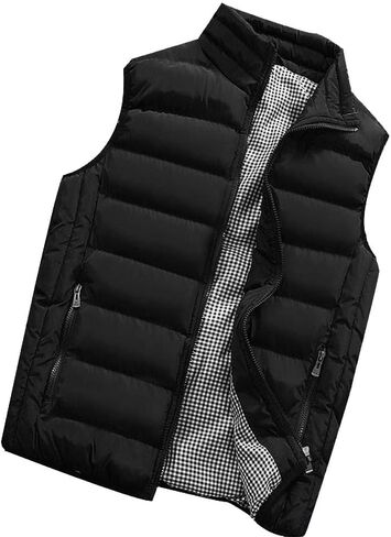 SSDXY Men's Padded Cotton Blend Autumn Winter Warm Vest Coat Tops Jacket Casual Loose Sleeveless Solid Slim Warm Outwear in Saudi Arabia