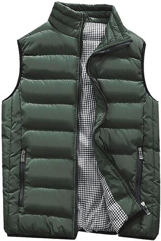 SSDXY Men's Padded Cotton Blend Autumn Winter Warm Vest Coat Tops Jacket Casual Loose Sleeveless Solid Slim Warm Outwear in Saudi Arabia
