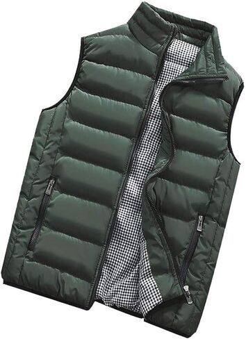 SSDXY Men's Padded Cotton Blend Autumn Winter Warm Vest Coat Tops Jacket Casual Loose Sleeveless Solid Slim Warm Outwear in Saudi Arabia