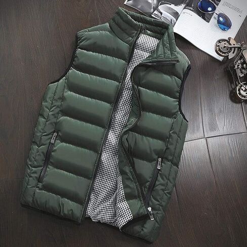 SSDXY Men's Padded Cotton Blend Autumn Winter Warm Vest Coat Tops Jacket Casual Loose Sleeveless Solid Slim Warm Outwear in Saudi Arabia