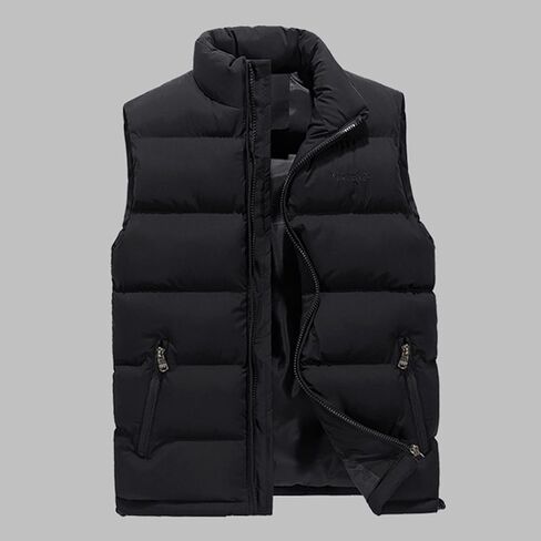 Ymosrh Mens Jackets Fashion Men's Autumn/Winter Solid Colour Warm Down Cotton Zip Vest Winter Coats for Men in Kuwait