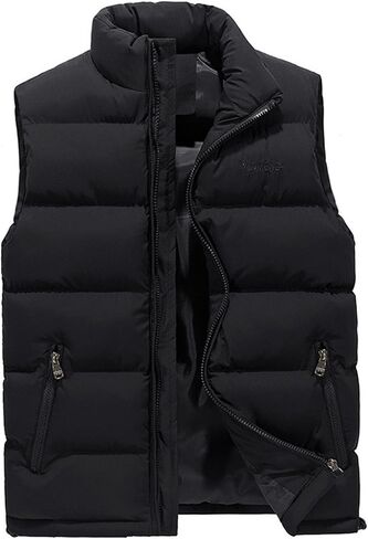 Ymosrh Mens Jackets Fashion Men's Autumn/Winter Solid Colour Warm Down Cotton Zip Vest Winter Coats for Men in Kuwait