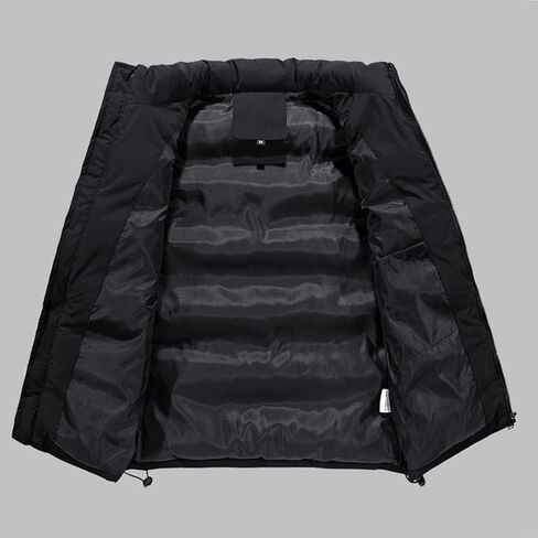 Ymosrh Mens Jackets Fashion Men's Autumn/Winter Solid Colour Warm Down Cotton Zip Vest Winter Coats for Men in Kuwait