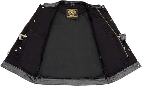 Milwaukee Leather MDM3010 Men's Black Denim Club Vest with Leather Trim and Hidden Zipper in Saudi Arabia