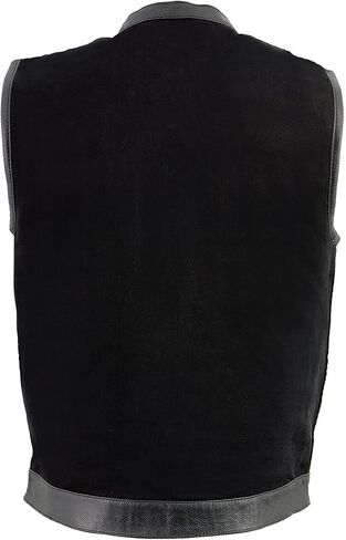 Milwaukee Leather MDM3010 Men's Black Denim Club Vest with Leather Trim and Hidden Zipper in Saudi Arabia