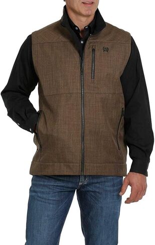 Cinch Men's Solid Cc Texture Zip-Front Bonded Vest in Kuwait