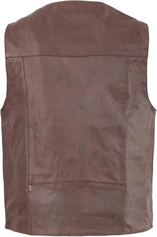Milwaukee Leather LKM3702 Men's Leather V-Neck Western Style Motorcycle Rider Vest w/Classic Buffalo Snaps Closure in Kuwait