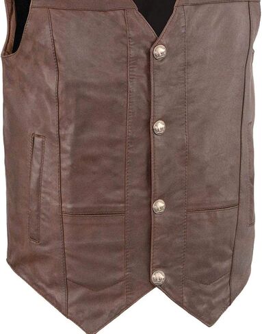 Milwaukee Leather LKM3702 Men's Leather V-Neck Western Style Motorcycle Rider Vest w/Classic Buffalo Snaps Closure in Kuwait