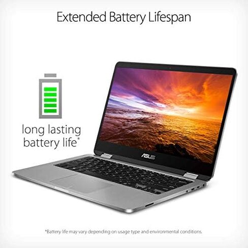 ASUS VivoBook Flip 14 Thin and Light 2-in-1 Laptop, 14" HD Touchscreen, Intel Celeron N4020 CPU, 4GB RAM, 128GB Storage, Windows 10 Home S, Microsoft 365, Light Grey, TPM, Fingerprint, J401MA-PS04T in Saudi Arabia