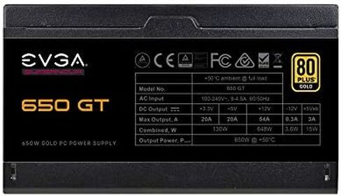 EVGA 650 G5, 80 Plus Gold 650W, Fully Modular, ECO Mode with Fdb Fan, 100% Japanese Capacitors, 10 Year Warranty, Compact 150mm Size, Power Supply 220-G5-0650-X1 in Saudi Arabia