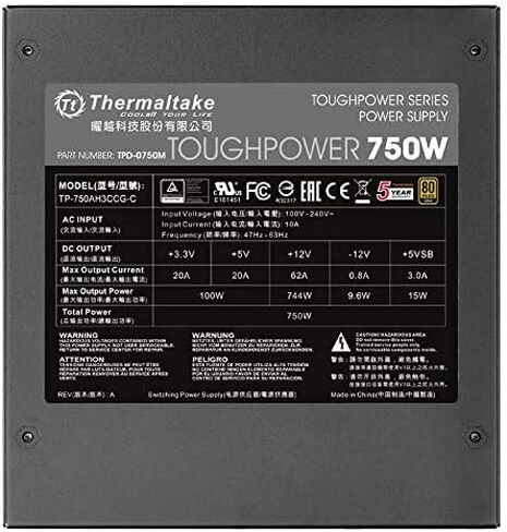 Thermaltake Toughpower GF A3 1200W، موصلات True 600W 12VHPWR على سلسلة PSU وNVIDIA RTX 40، ATX 3.0/PCI-E 5.0، 80+ ذهبي، مزود طاقة جاهز SLI/Crossfire، PS-TPD-1200FNFAGU-L، ضمان لمدة 10 سنوات in Kuwait