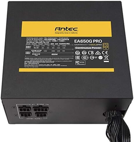 Antec Earthwatts Gold Pro Series EA750G Pro White ، 750W شبه معياري مع تصميم محول تيار مستمر إلى تيار مستمر ، قبعات يابانية ، تصميم PhaseWave مروحة صامتة 120 مم وضمان 7 سنوات in Kuwait