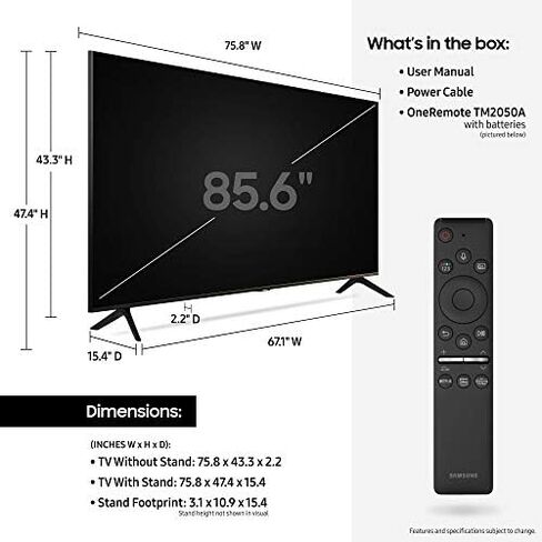 SAMSUNG 86-inch Class Crystal UHD TU9010 Series - 4K UHD LED Smart TV with Alexa Built-in (UN86TU9010FXZA, 2021 Model) in Saudi Arabia