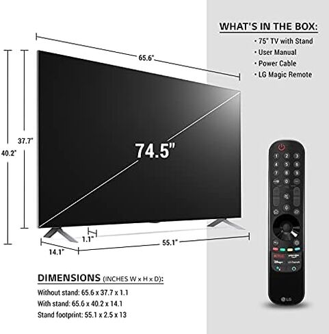 تلفزيون LG 75QNED90UPA Alexa المدمج QNED MiniLED 90 Series 75 بوصة 4K Smart UHD NanoCell (2021) in Saudi Arabia