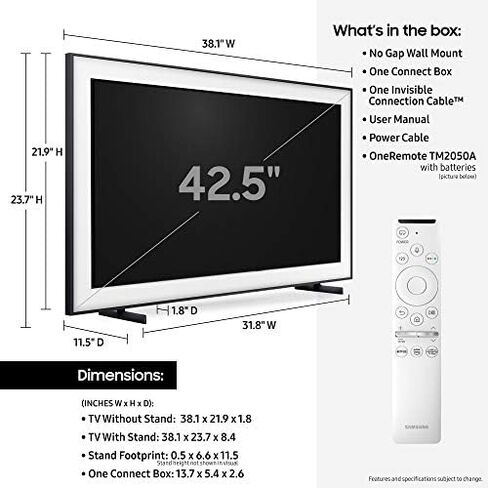 SAMSUNG 43-inch Class FRAME QLED LS03 Series - 4K UHD Dual LED Quantum HDR Smart TV with Alexa Built-in (QN43LS03TAFXZA, 2020 Model) in Saudi Arabia