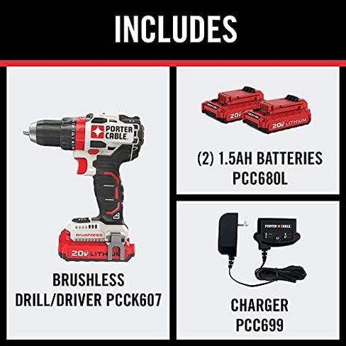 PORTER-CABLE 20V MAX* Cordless Drill / Driver Kit, 1/2-Inch (PCCK607LB) in Saudi Arabia
