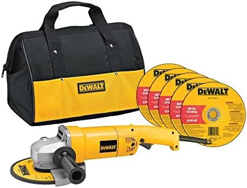 ديوالت مجموعة ادوات صقل الزوايا الاحترافية مع شنطة وعجلات قطع، 7 انش، 13 امبير (DW840K)، اصفر in Kuwait