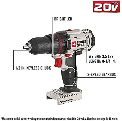 PORTER-CABLE 20V MAX* Cordless Drill Combo Kit, 4-Tool (PCCK615L4) in Saudi Arabia