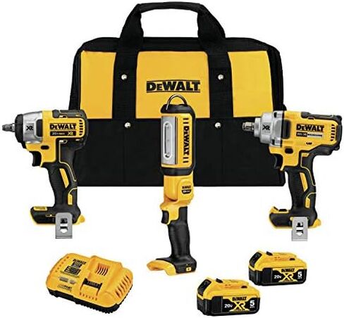 DEWALT 20V MAX XR Impact Wrench Combo Kit, 1/2-Inch & 3/8-Inch with LED Handheld Area Light, 3-Tool (DCK302P2) in Saudi Arabia