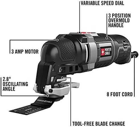 PORTER-CABLE Oscillating Multi-Tool Kit, 3.0-Amp, 11-Piece, Corded (PCE606K) in Saudi Arabia