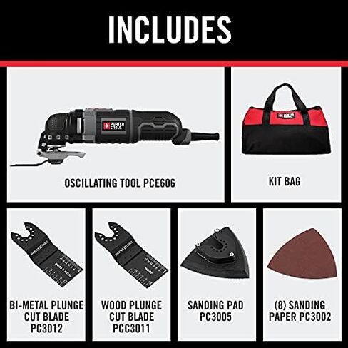 PORTER-CABLE Oscillating Multi-Tool Kit, 3.0-Amp, 11-Piece, Corded (PCE606K) in Saudi Arabia