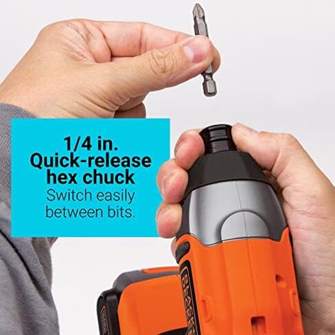 BLACK+DECKER 20V MAX* POWERCONNECT 1/4 in. Cordless Impact Driver Kit (BDCI20C) in Saudi Arabia