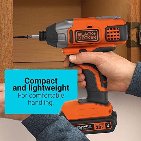 BLACK+DECKER 20V MAX* POWERCONNECT 1/4 in. Cordless Impact Driver Kit (BDCI20C) in Saudi Arabia