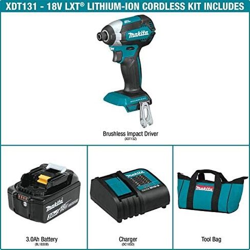 ماكيتا XDT131 18V LXT® طقم مفك تأثير لاسلكي ليثيوم أيون براشليس (3. 0Ah) in Kuwait