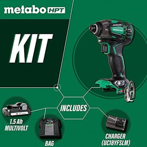 طقم مفك مطرقة ثلاثية بدون أسلاك 18 فولت من Metabo HPT | مفتاح سرعة إلكتروني بأربعة مراحل | تصنيف IP56 | ضمان مدى الحياة للأدوات | WH18DBDL2C، أخضر in Saudi Arabia