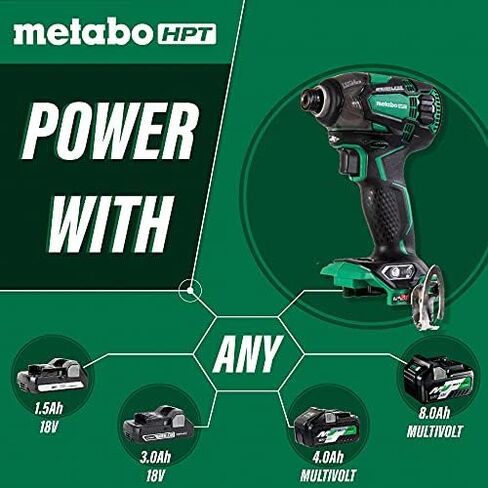 طقم مفك مطرقة ثلاثية بدون أسلاك 18 فولت من Metabo HPT | مفتاح سرعة إلكتروني بأربعة مراحل | تصنيف IP56 | ضمان مدى الحياة للأدوات | WH18DBDL2C، أخضر in Saudi Arabia