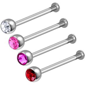 4 قطعة الصلب 16 جرام 3/8 10 مللي متر labret مجوهرات ثقب الشفاه ميدوسا مونرو الزنمة العمودي 2.5 مللي متر الجولة 4 مللي متر CL RO FU LSI كريستال M6413 in Kuwait