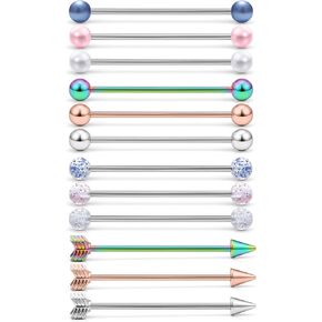 Ruifan 14 Gauge Arrow Industrial Barbell Cartilage Earring Body Piercing Jewelry 1 1/2 Inch(38mm) in Saudi Arabia