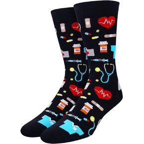 جوارب SOCKFUN للطبيب فلامنغو الأسنان والبيتزا والبرتقال والقطط والجيتار والجولف والهدايا للممرضة وطبيب الأسنان لمحبي الجيتار والقطط in Saudi Arabia