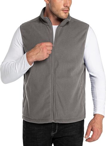 Outdoor Ventures Men's Full-Zip Polar Fleece Vest Outerwear Lightweight Warm Casual Sleeveless Jacket for Fall & Winter in Kuwait