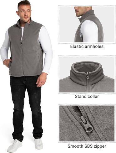 Outdoor Ventures Men's Full-Zip Polar Fleece Vest Outerwear Lightweight Warm Casual Sleeveless Jacket for Fall & Winter in Kuwait