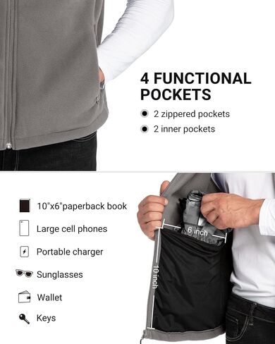 Outdoor Ventures Men's Full-Zip Polar Fleece Vest Outerwear Lightweight Warm Casual Sleeveless Jacket for Fall & Winter in Kuwait