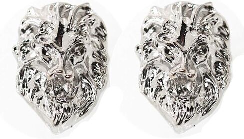 JoJo & Lin 18K Real Gold Plated Lion Head Casual Business Suit Shirt Collar Pin Brooch Tips Men Jewelry Valentines Day Gifts for him (Silver Plated) in Saudi Arabia