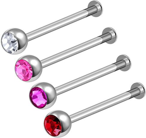 4Pcs Steel 16g 3/8 10mm labret Jewelry Piercing Lip Medusa Monroe Tragus Vertical 2.5mm Round 4mm CL RO FU LSI Crystal M6413 in Saudi Arabia