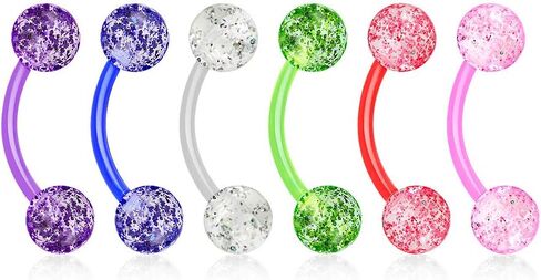 Covet Jewelry Ultra Glitter Acrylic Balls Flexible Eyebrow Curve in Saudi Arabia