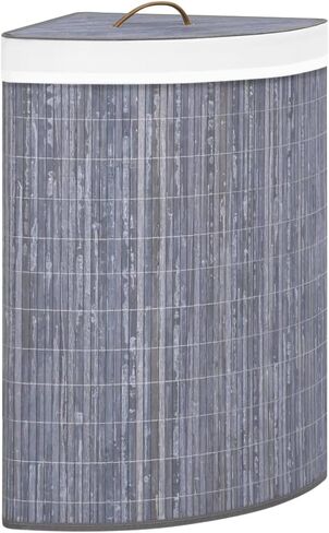 FAMIROSA Bamboo Corner Laundry Basket Gray 15.9 gal (3.5 lbs) D in Saudi Arabia