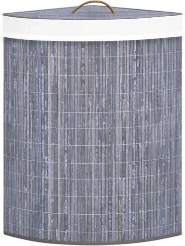FAMIROSA Bamboo Corner Laundry Basket Gray 15.9 gal (3.5 lbs) D in Saudi Arabia
