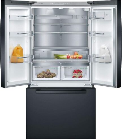Bosch B36CT80SNB 36" 800 Series French Door Refrigerator with 20.8 cu. ft. Capacity, FarmFresh System, VitaFreshPro, LED Lighting and MultiAirFlow (Black Stainless Steel) in Saudi Arabia
